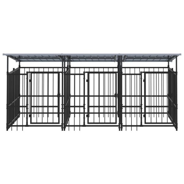 vidaXL suņu voljērs ar jumtu, 5,63 m&sup2;, tērauds