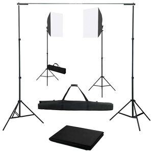 vidaXL fotostudijas komplekts &ndash; gaismas izkliedētāji un fons
