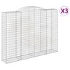 vidaXL arkveida gabiona grozi, 3 gb., 300x50x220/240cm, cinkota dzelzs