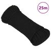 vidaXL darba virve, melna, 5 mm, 25 m, poliesters