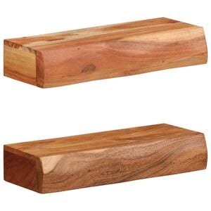 vidaXL sienas plaukti, 2 gab., 40x17x8 cm, akācijas masīvkoks