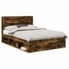 vidaXL Gultas rāmis Dūmaka ozols 140 x 190 cm Ciets priedes koks