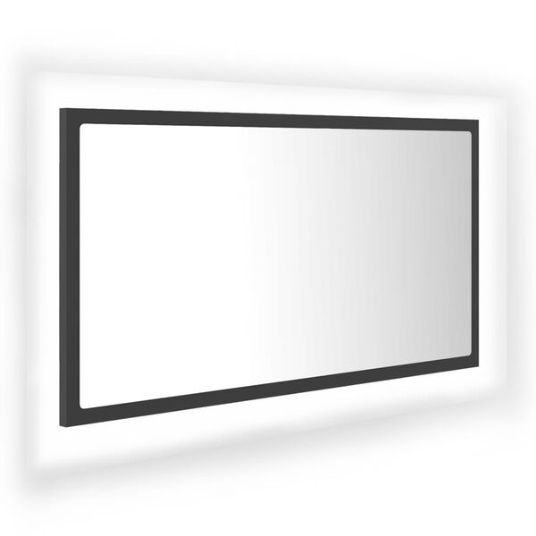 vidaXL vannasistabas spogulis ar LED, pelēks, 80x8,5x37 cm, akrils