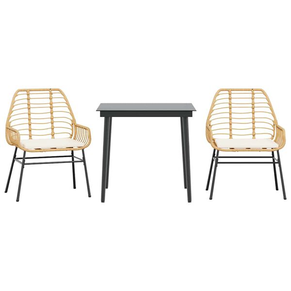 vidaXL 3-daļīgs dārza mēbeļu komplekts, matrači, brūna PE rotangpalma