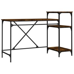 vidaXL rakstāmgalds ar plauktiem, 135x50x90 cm, inženierijas koks