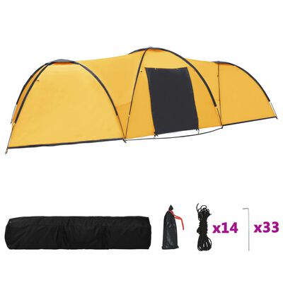 vidaXL iglu telts, 650x240x190 cm, astoņvietīga, dzeltena