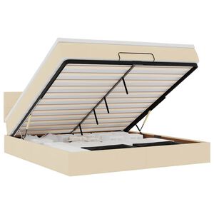 vidaXL Osmaņu gultas rāmis ar matrača krēmkrāsas 160x200cm audums