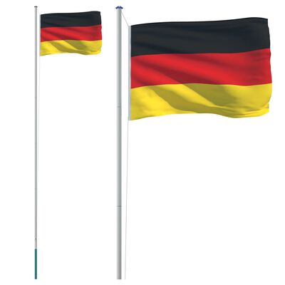 vidaXL Vācijas karogs un masts, 6,23 m, alumīnijs