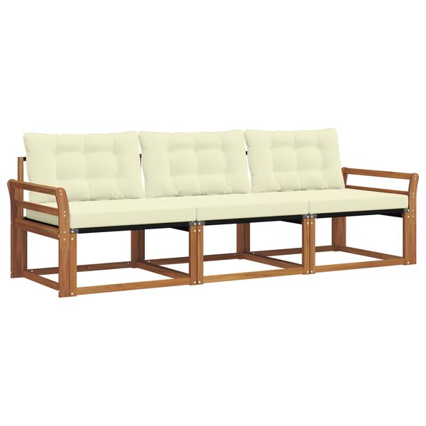 vidaXL Āra dīvānu komplekts ar spilvenu 3 pcs Dabisks un krējuma