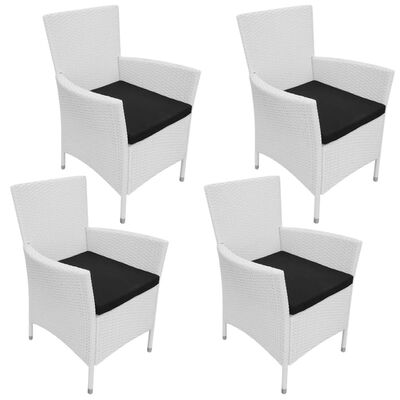 vidaXL dārza krēsli, 4 gab., ar matračiem, PE rotangpalma, krēmbalti