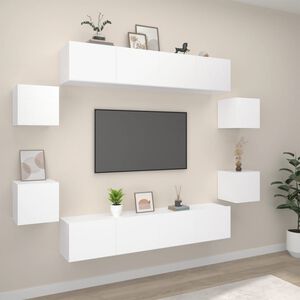 vidaXL 8-daļīgs TV skapī&scaron;u komplekts, balts, inženierijas koks