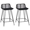 vidaXL Bāra krēsls 2 gab. Melns 44 x 45 x 76 cm Rattan un Tērauds