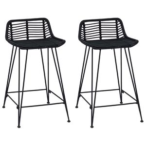 vidaXL Bāra krēsls 2 gab. Melns 44 x 45 x 76 cm Rattan un Tērauds