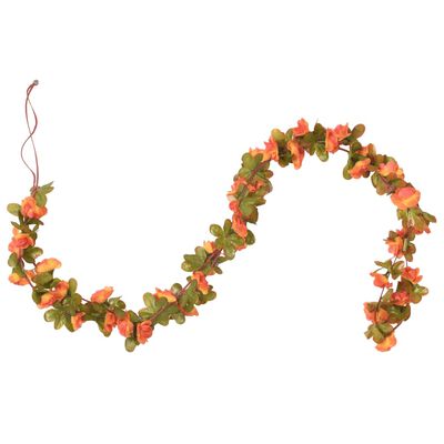 vidaXL mākslīgo ziedu vītnes, 6 gab., oranžs, 250 cm