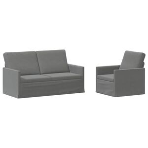 vidaXL Dīvānu komplekts 2 pcs Tum&scaron;i pelēka Samts
