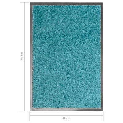 vidaXL durvju paklājs, mazgājams, ciānkrāsā, 40x60 cm