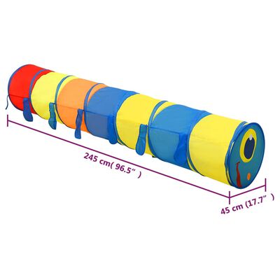vidaXL bērnu rotaļu tunelis, krāsains, 245 cm, poliesters