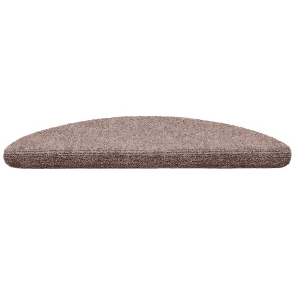 vidaXL kāpņu paklājiņi, pa&scaron;līmējo&scaron;i, 15 gab., 56x17x3 cm, gai&scaron;i brūns, pusapaļi