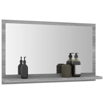 vidaXL vannasistabas spogulis, pelēks, 60x10,5x37 cm, koks