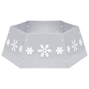 vidaXL Ziemassvētku egles pamatnes pārsegs, sudraba, balts, &Oslash;68x25 cm