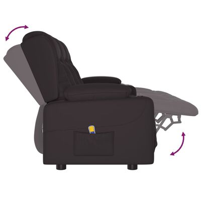 vidaXL trīsvietīgs masāžas krēsls, glāžu turētājs, melna mākslīgā āda