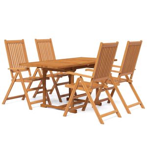 vidaXL 5-daļīgs dārza mēbeļu komplekts, akācijas masīvkoks, 120-170 cm