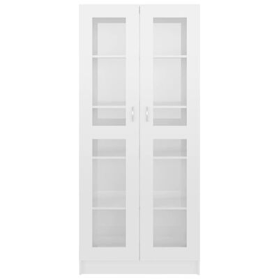 vidaXL vitrīna, spīdīgi balta, 82,5x30,5x185,5 cm, skaidu plāksne