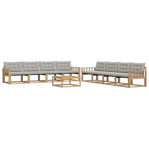 vidaXL Āra dīvānu komplekts 9 pcs Balta un gai&scaron;i pelēka