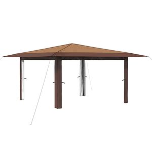 vidaXL Paviljons bez sānu sienas 4 x 4 m Bē&scaron;s un Brūns