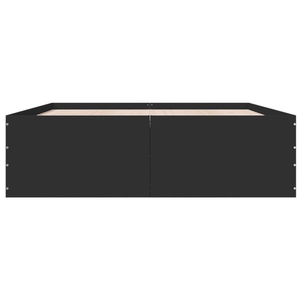 vidaXL gultas rāmis, melns, 160x200 cm, inženierijas koks