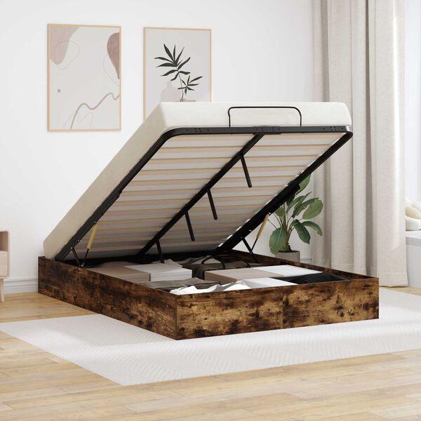 vidaXL Otomāna gultas rāmis Kūpināts Ozols 193 x 120 x 25 cm