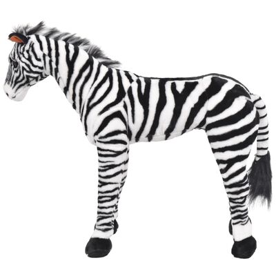 vidaXL rotaļu zebra, balta ar melnu, plīšs, XXL