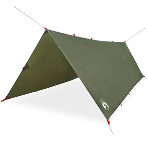 vidaXL kempinga tents, olīvu zaļa, 406x306 cm, ūdensizturīga