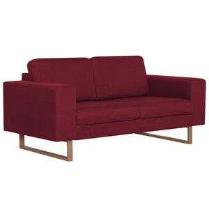 vidaXL divvietīgs dīvāns, vīnsarkans audums