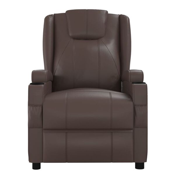 vidaXL masāžas krēsls, paceļams, brūna mākslīgā āda