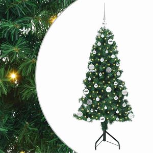 vidaXL Stūra mākslīgais Ziemassvētku koks Zaļa 150 cm PVC un metāls