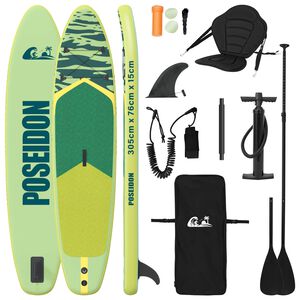 vidaXL SUP Dēlis ar sēdekli 2-in-1 POSEIDON 305 x 76 x 15 cm Zaļa