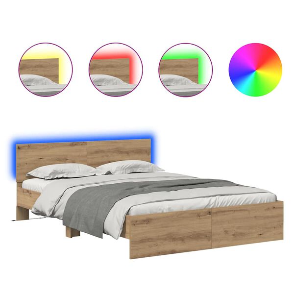 vidaXL Gultas rāmis Artisānā ozols 150 x 200 cm Inženierijas koks