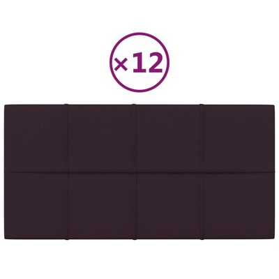 vidaXL sienas paneļi, 12 gab., violeti, 60x30 cm, audums, 2,16 m²
