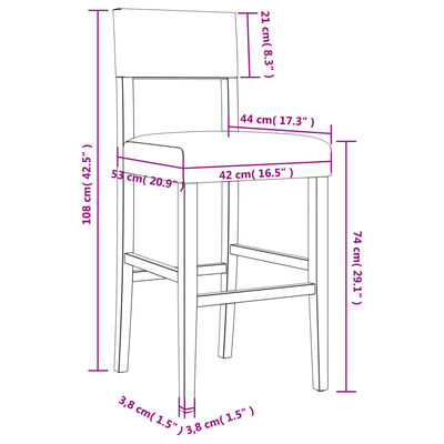 vidaXL bāra krēsli, 2 gab., masīvs gumijkoks un mākslīgā āda