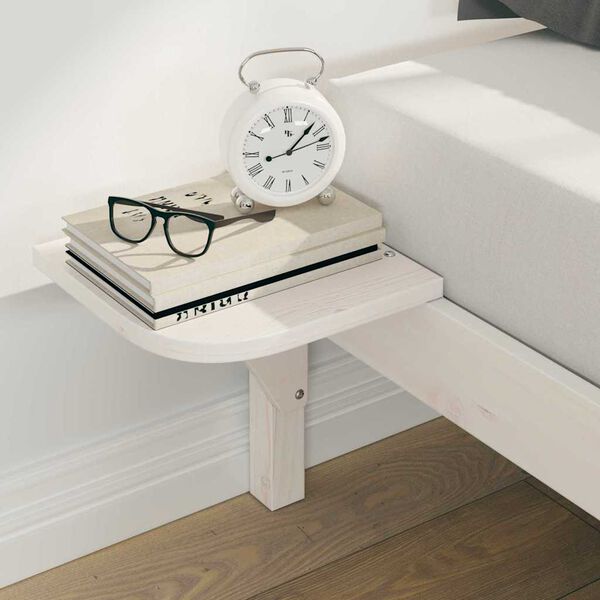 vidaXL Gultas rāmja komplekts ar sānu galdiem Balts 200 x 210 cm