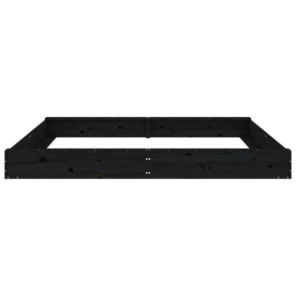 vidaXL smil&scaron;u kaste ar sēdekļiem, melna, kvadrāta forma, priedes koks