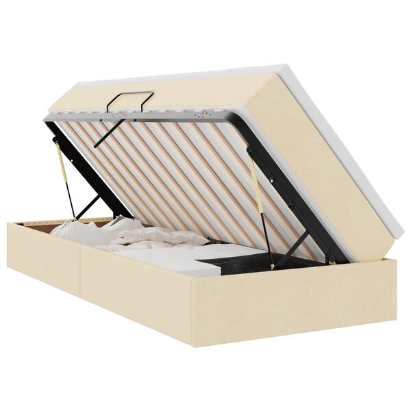 vidaXL Gulta ar uzglabā&scaron;anas vietu un matraci Krēmkrāsa 90 x 190 cm