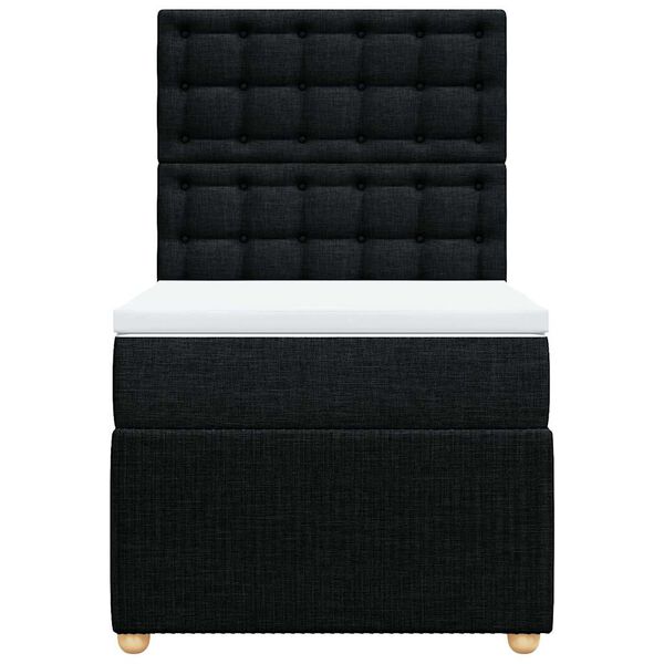 vidaXL atsperu gulta ar matraci, melna, 90x190 cm, audums