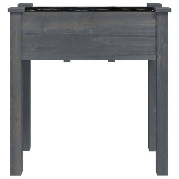 vidaXL puķu kaste ar ieliktni, pelēka, 71x37x76 cm, egles masīvkoks