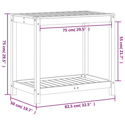 vidaXL stādīšanas galds ar plauktu, 82,5x50x75 cm, priedes masīvkoks