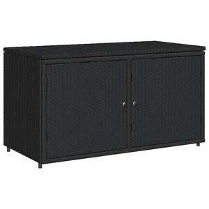 vidaXL dārza skapis, melns, 110x55x60,5 cm, PE rotangpalma