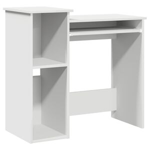 vidaXL rakstāmgalds ar plauktiem, 84x40x78 cm, skaidu plāksne, balts