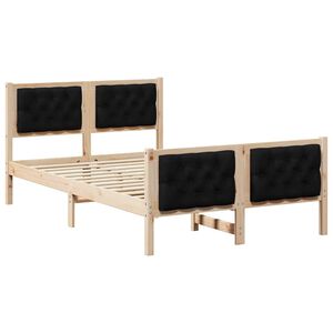 vidaXL Gultas rāmis Melna 135 x 190 cm Ciets priedes koks