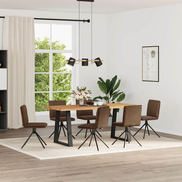 vidaXL virtuves krēsli, 6 gab., brūna mākslīgā zam&scaron;āda